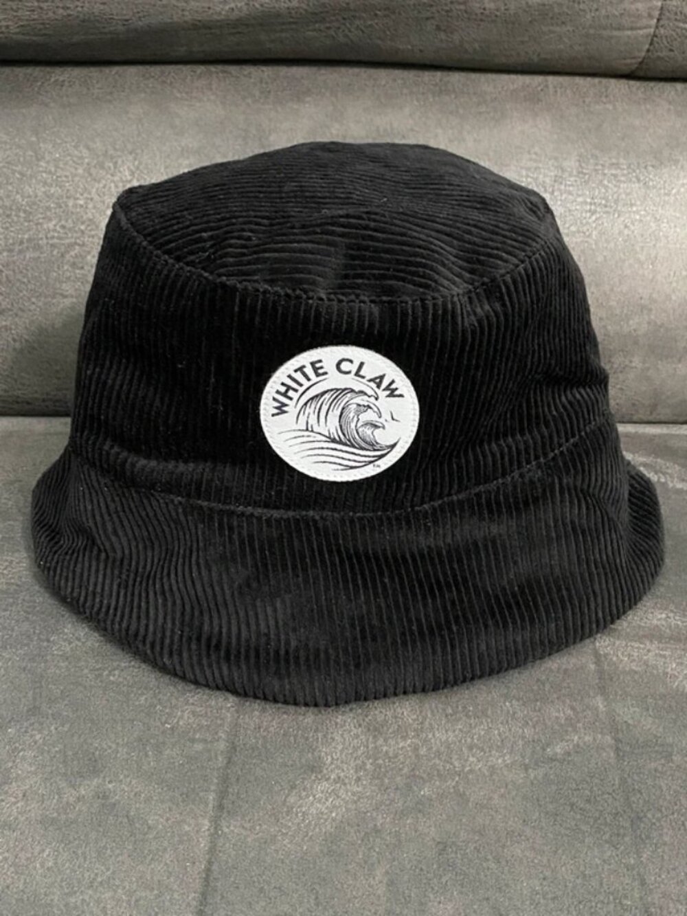 White Claw Reversible Bucket Hat Black Corduroy White Sherpa One Size